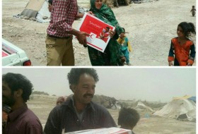 توزیع اقلام و ارزاق میان عشایر و روستائیان گرفتار در طوفان شهرستان نیمروز