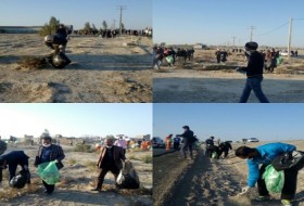 مردم و مسئولان ورودی شهر زابل را تمیز کردند